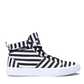 Mens Supra High Top Shoes STACKS MID Black/White Stripe | AU-90481